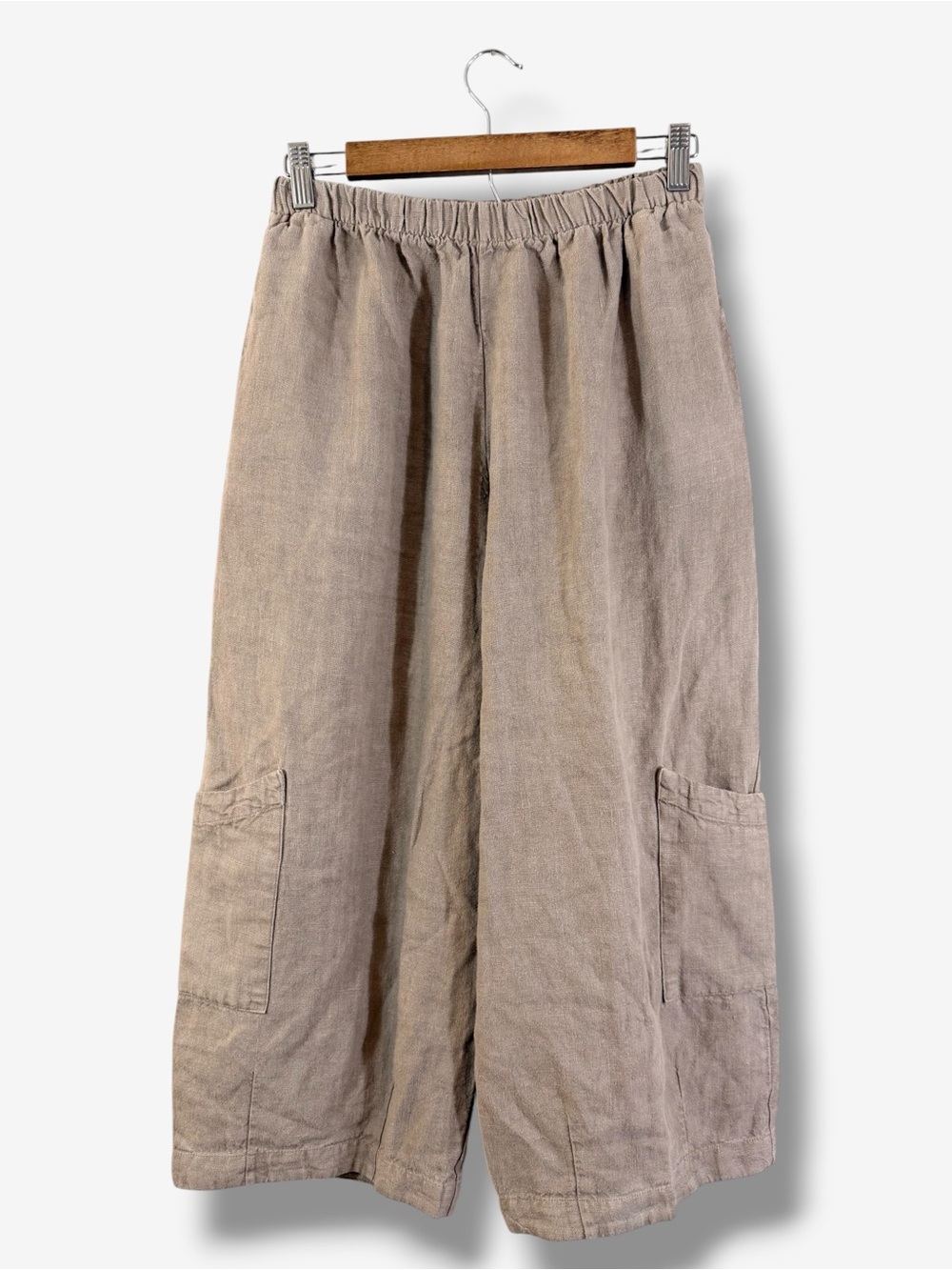 Bryn Walker Wide Leg Crop Linen Pants XS Light Taupe Brown Lagenlook Minimalist - Picture 1 of 9